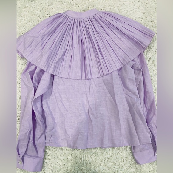 NWT Sea New York Puritan Collar Linen-Blend Blouse In Lilac - Picture 4 of 4